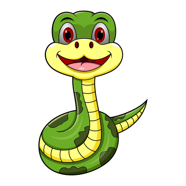 Sarjakuva söpö onnellinen käärme hymy - Vektori, kuva