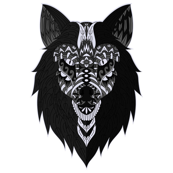 Handgezeichnete Zentangle Wolf Kopf Illustration - Vektor, Bild