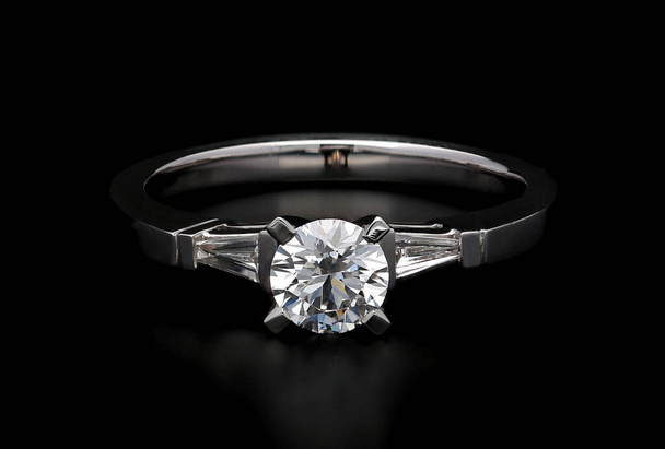 Diamond Ring On Black Background - Photo, Image