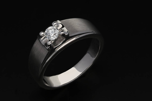 Diamond Ring On Black Background - Photo, Image