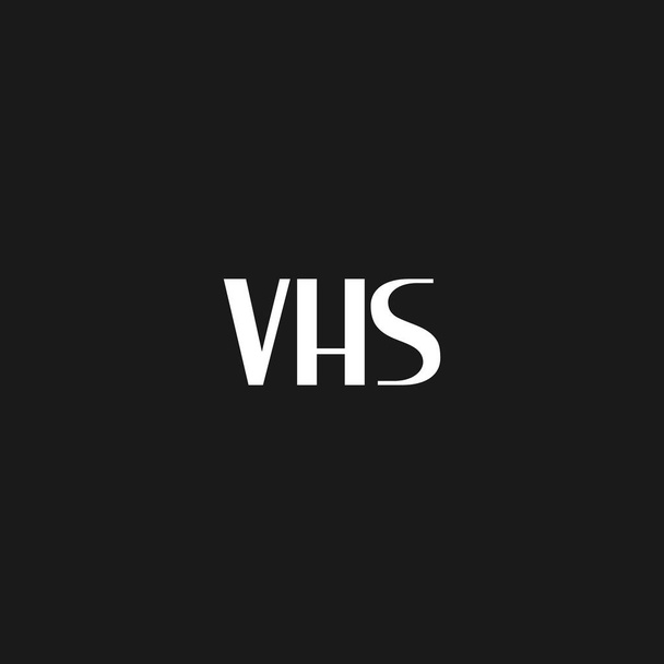 VHS sign. VHS text, title, sticker. Design element for video cassettes. The 1980s aesthetics. Retrowave, synthwave black and white vector - Vector, Image