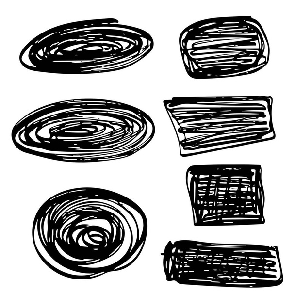 Conjunto de círculos garabatos dibujados a mano y diferentes formas, elementos de diseño de logotipo vectorial - Vector, Imagen