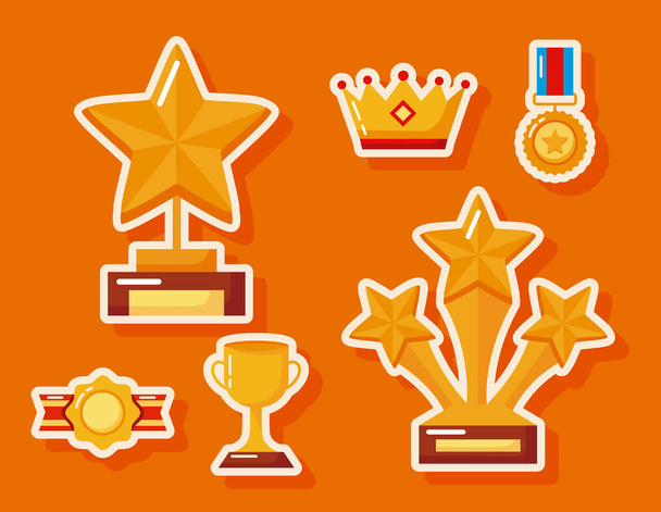 win awards six icons - Vector, Image