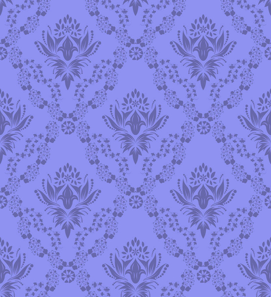 Damask Seamless Vector Pattern.  Elegant Design in Royal  Baroque Style Background Texture in Very Peri color. Floral and Swirl Element.  Ideal for Textile Print and Wallpapers. - Vektor, obrázek