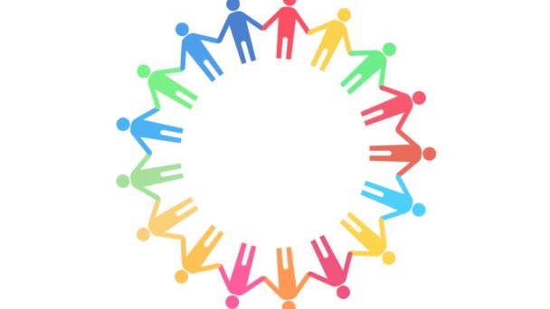 SDGs Loop animatie van mensen die handen roteren, 17 kleuren gespecificeerd - Video