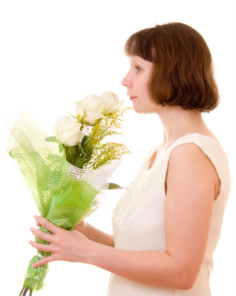 Girl with a bouquet - Valokuva, kuva