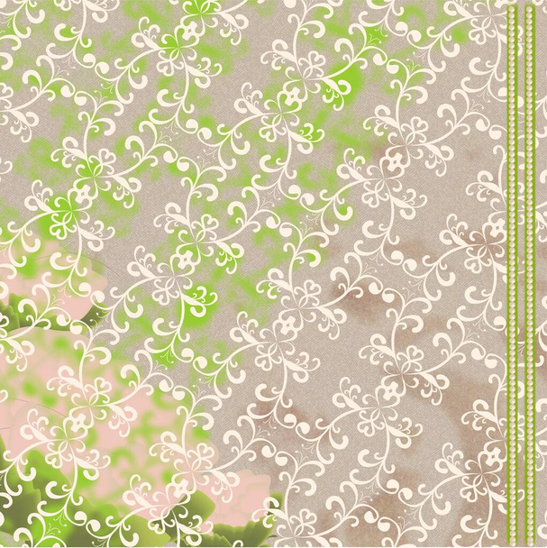 Svatební styl scrapbooking papír ve špinavé fialové barvě s perleťovou stuhou - Fotografie, Obrázek