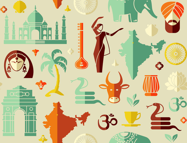Seamless background on a theme of India - Vector, Image