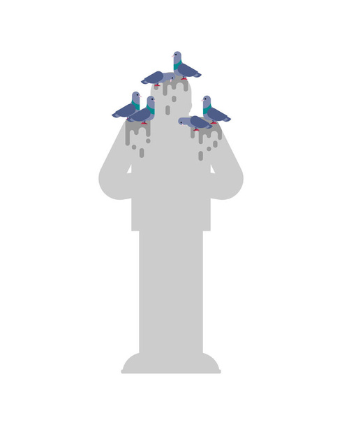 Грязный памятник с изолированными голубями. нечистый памятник культуры - Вектор,изображение