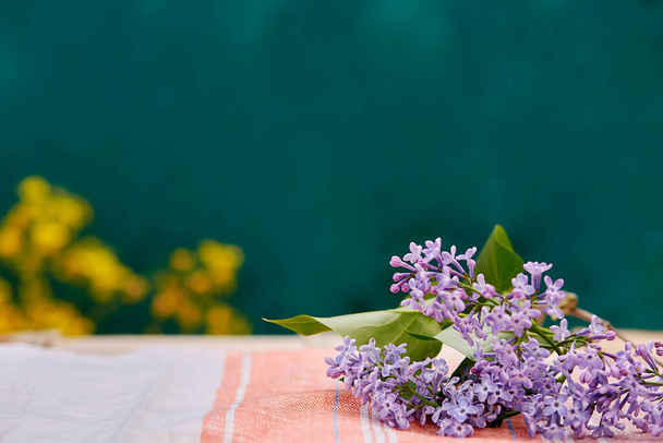Lilac flower spring background. Cottagecore aesthetics concept. Copy space. High quality photo - Φωτογραφία, εικόνα