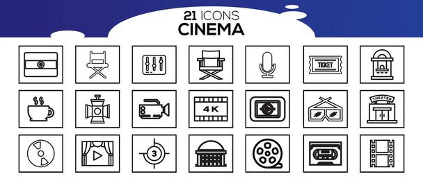 Semplice set di icone della linea vettoriale correlate al cinema
. - Vettoriali, immagini