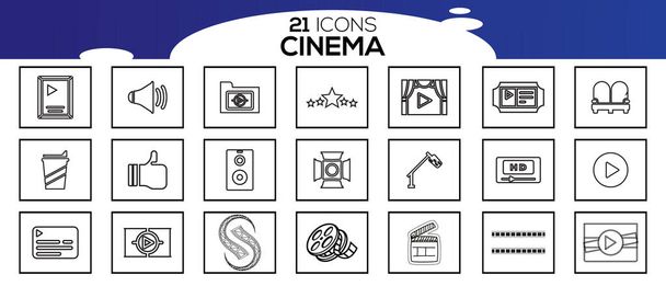 Conjunto simples de ícones de linha vetorial relacionados ao cinema
. - Vetor, Imagem