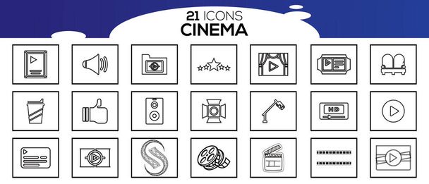 Conjunto simple de iconos de línea vectorial relacionados con el cine
. - Vector, imagen