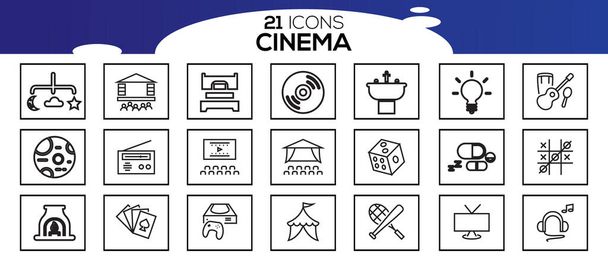 Conjunto simple de iconos de línea vectorial relacionados con el cine
. - Vector, imagen