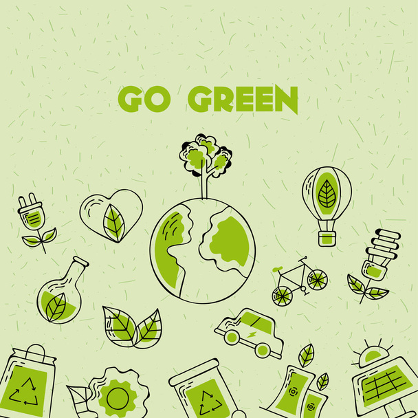 go green icons pattern - Vector, Image