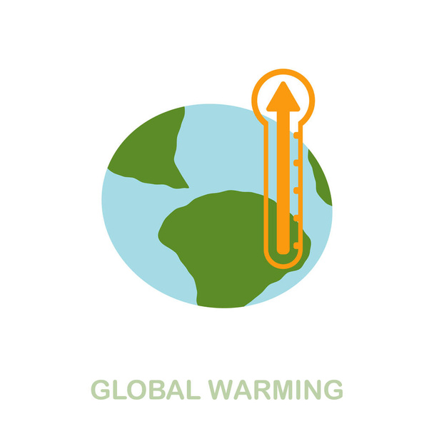 Globális felmelegedés lapos ikon. Színes elem jel a tiszta energia gyűjtemény. Lapos globális felmelegedés ikon jel web design, infografika és így tovább. - Vektor, kép