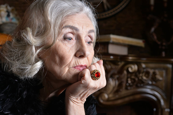 Close up portrait of sad  senior woman  - Fotografie, Obrázek