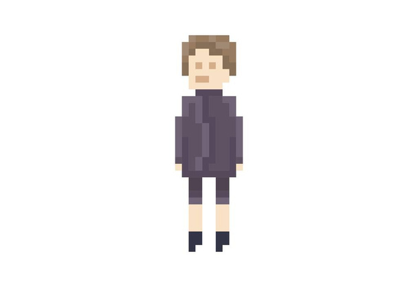 Illustration d'une femme décontractée dans un style pixel art - Vecteur, image