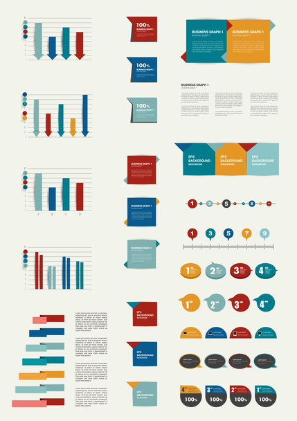 Collection of colorful flat infographic elements. Business vector shapes. - Vektori, kuva
