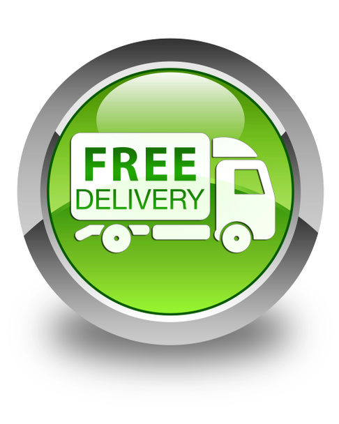 Free delivery (truck icon) glossy green round button - Photo, Image
