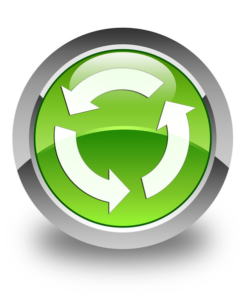 Refresh icon glossy green round button - Photo, Image
