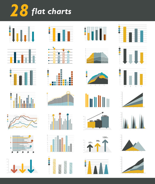 Conjunto de 28 gráficos planos, diagramas para infografía. Vector
. - Vector, imagen