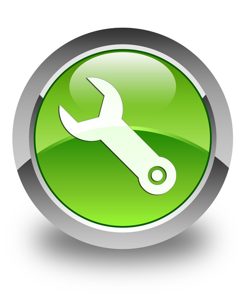 Піктограма гайкового ключа глянцева зелена кругла кнопка
 - Фото, зображення