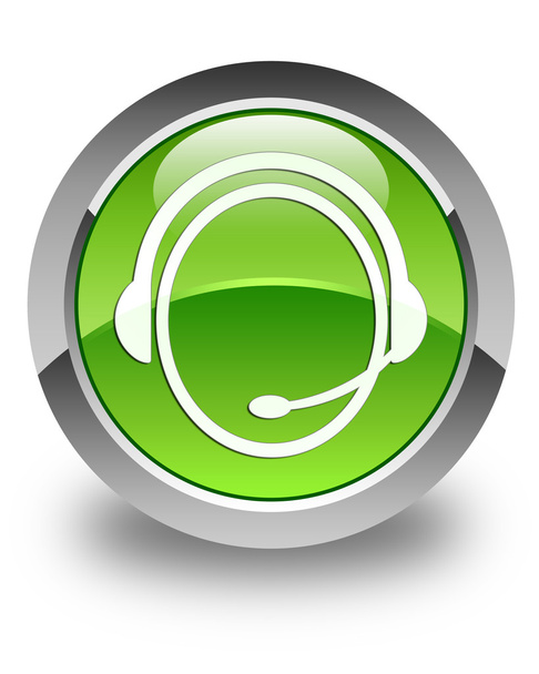 πελάτης υπηρεσία φροντίδας εικονίδιο γυαλιστερό πράσινο γύρω από το κουμπί - Φωτογραφία, εικόνα