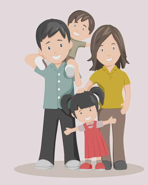 illustration of a happy little family with two children - Vector, Image