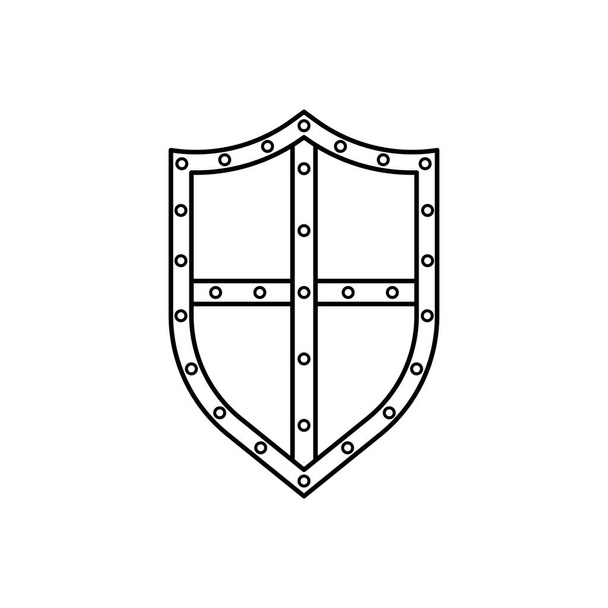 Shield Black and White Icon in Outline Style on a White Background Suitable for Logo, Military, Security Icon. Isolated - Vector, Image