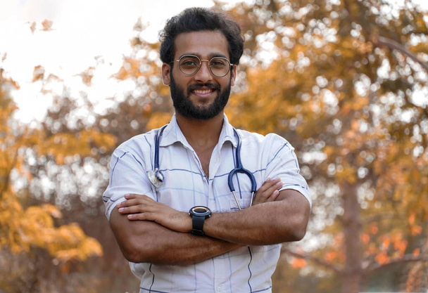 A student Achieved scholarship in doctor Education course or collage  student with stethoscope and showing success sign Medical Education concept - Photo, Image