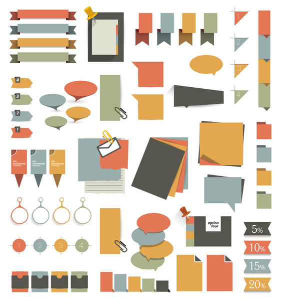 Set of stickers, reminders cards. Flat vector collection. - Vector, Image