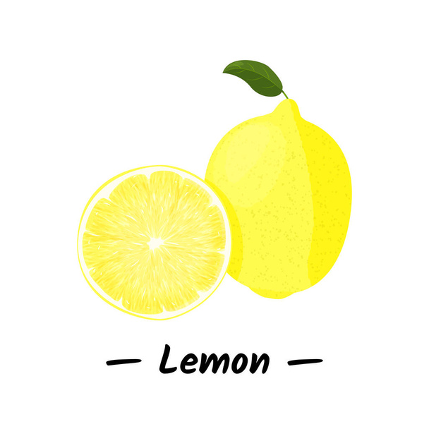 Fresh lemon fruit illustration. Isolated on white background. - Wektor, obraz