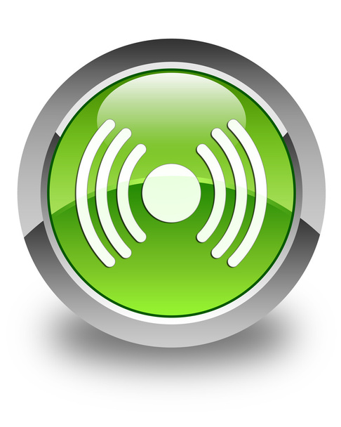 δίκτυο σήμα εικονίδιο γυαλιστερό πράσινο γύρω από το κουμπί - Φωτογραφία, εικόνα