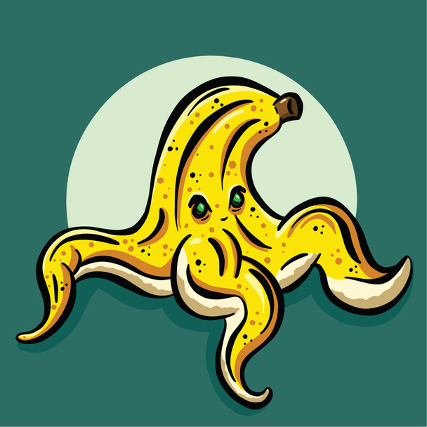 A Banana Cartoon Character Icon Loco Design - Вектор,изображение