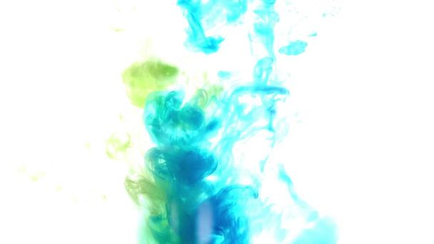 An explosion of colored paints in water on a white background - Foto, afbeelding