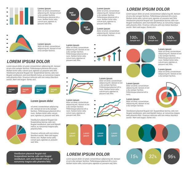 Big set of flat infographic elements. Layout template. Vector. - Vektori, kuva