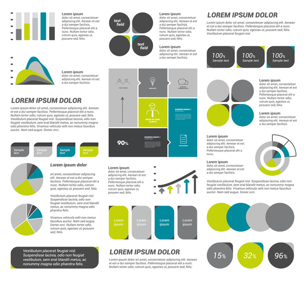 Big set of flat infographic elements. Layout template. Vector. - Вектор, зображення