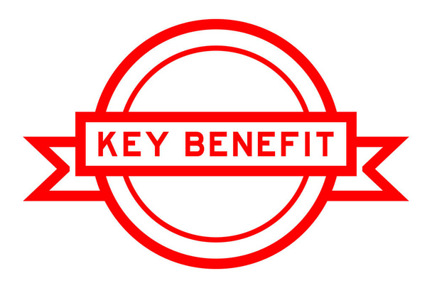 Vintage rote Farbe rundes Etikettenbanner mit Word Key Benefit auf weißem Hintergrund - Vektor, Bild