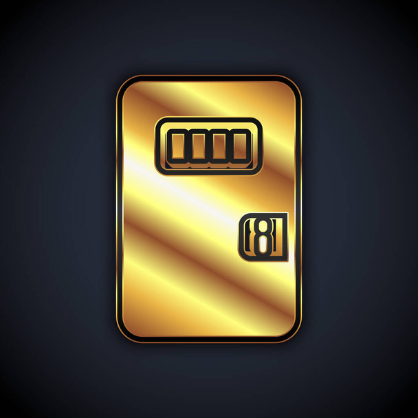 Gold Prison cell door with grill window icon isolated on black background.  Vector - Vector, Image