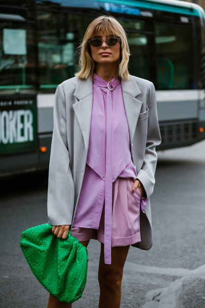 PARIS, FRANCE - SEPTEMBER 30, 2019: Xenia Adonts before Stella McCartney fashion show at Paris Fashion Week Spring/Summer 2020.  - Фото, изображение