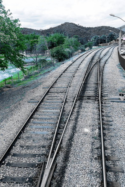 Railroad tracks in perspective towards the horizon - Photo, Image