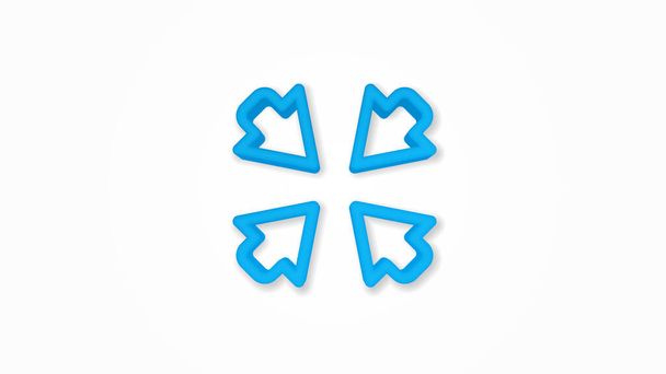 Arrows in the center realistic icon. 3d line vector illustration. Top view - Vector, Image