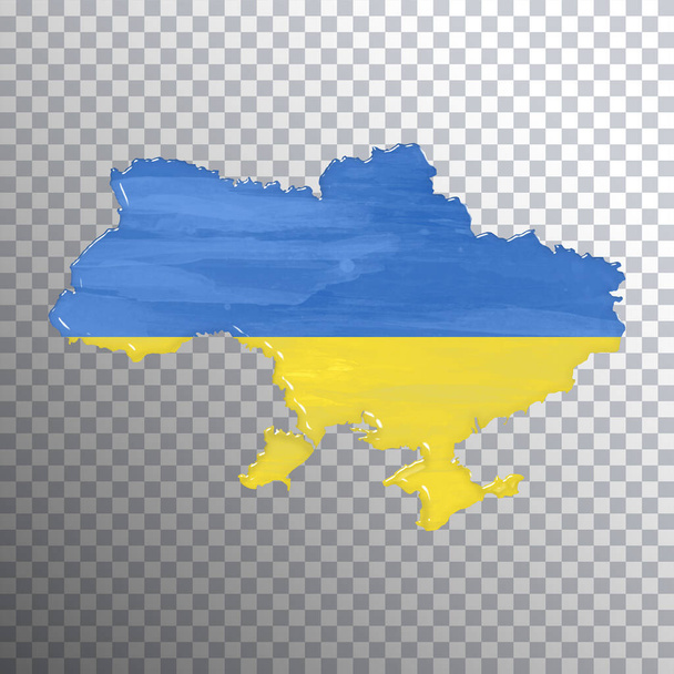 Ukraine flag and map, transparent background, Clipping path - Fotoğraf, Görsel