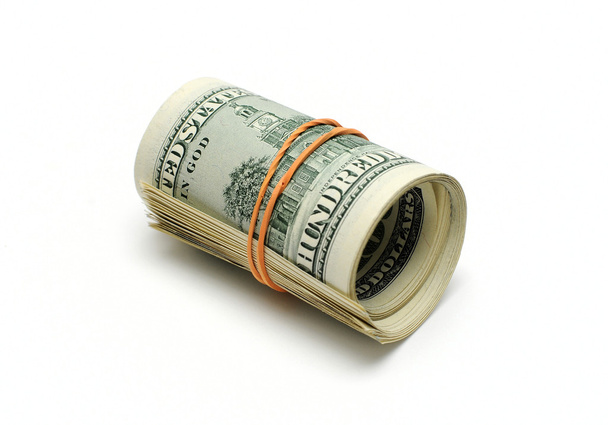 Rolo de dólares isolado em branco
 - Foto, Imagem