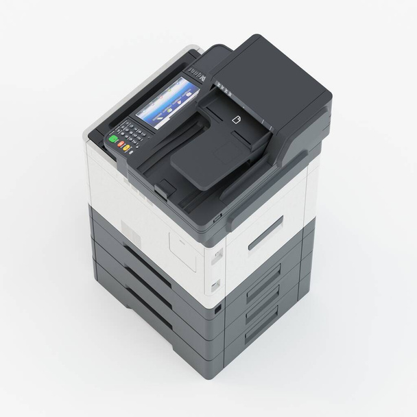 Monitoiminen tulostinskanneri. Eristetty Office ammatillisen teknologian Computer Equipment. 3D-kuva - Valokuva, kuva