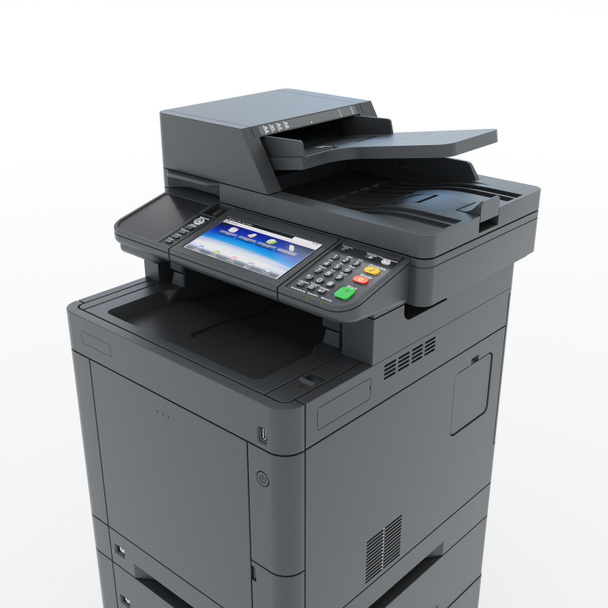 Monitoiminen tulostinskanneri. Eristetty Office ammatillisen teknologian Computer Equipment. 3D-kuva - Valokuva, kuva