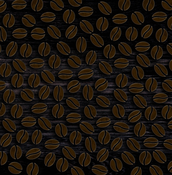 granos de café tostados sobre un fondo de madera ilustración - Foto, imagen