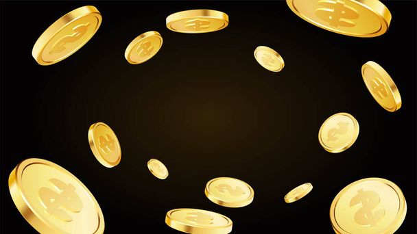 Gold rotating coins. Flying coins, or flying money. - Vector, Image