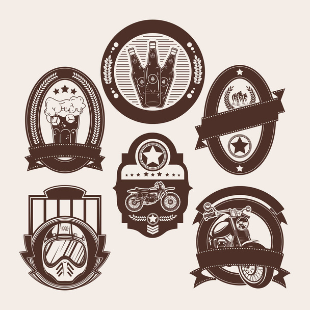 six retro style labels - Vector, Image